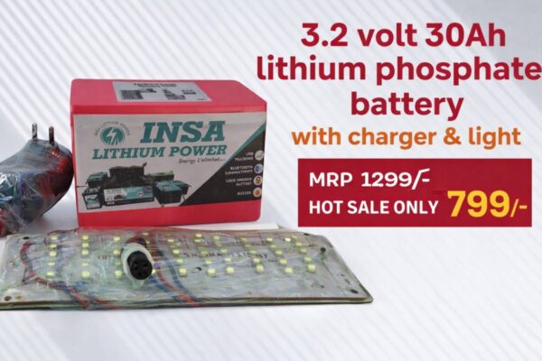 3.2VOLT 30AH LITHIUM PHOSPHATE BATTERY. LIGHT .CHARGER